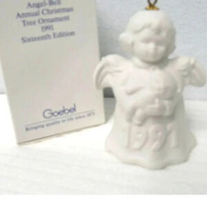 GOEBEL UNPAINTED Angel-Bell Annual X-Mas Tree Ornament 1991 Sixteenth Edition